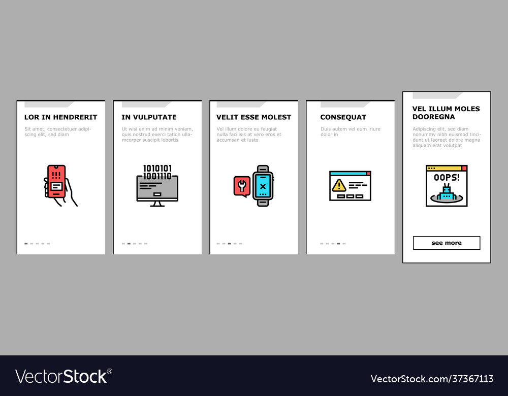 Not found web page onboarding icons set vector image Not found web page onboarding icons set