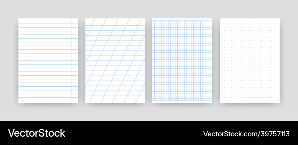 Square Line Note Realistic square lined note papers blank notebook Vector Image