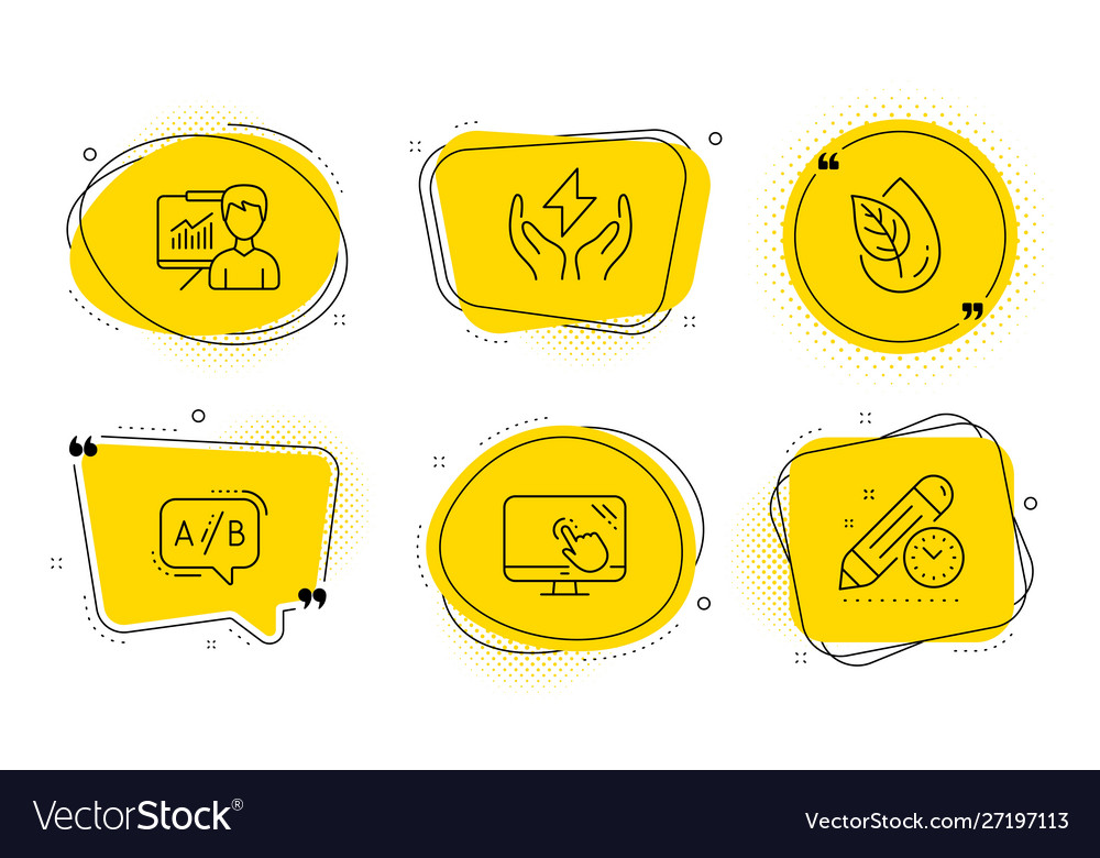 Safe energy touch screen and ab testing icons set