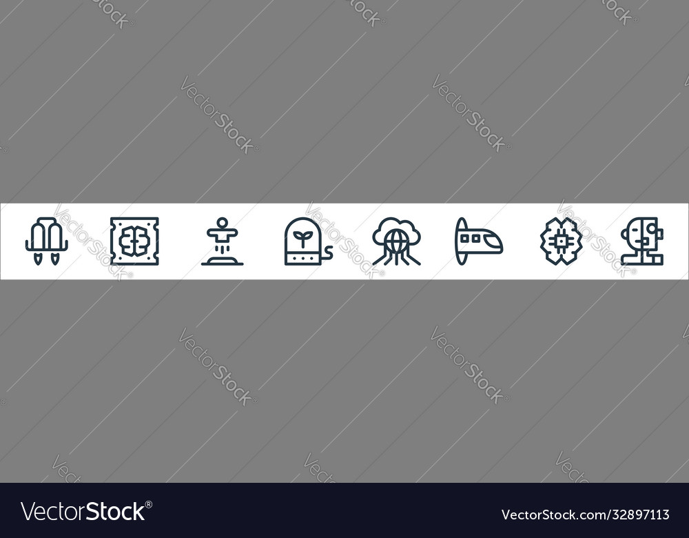 Technology future line icons linear set vector image Technology future line icons linear set
