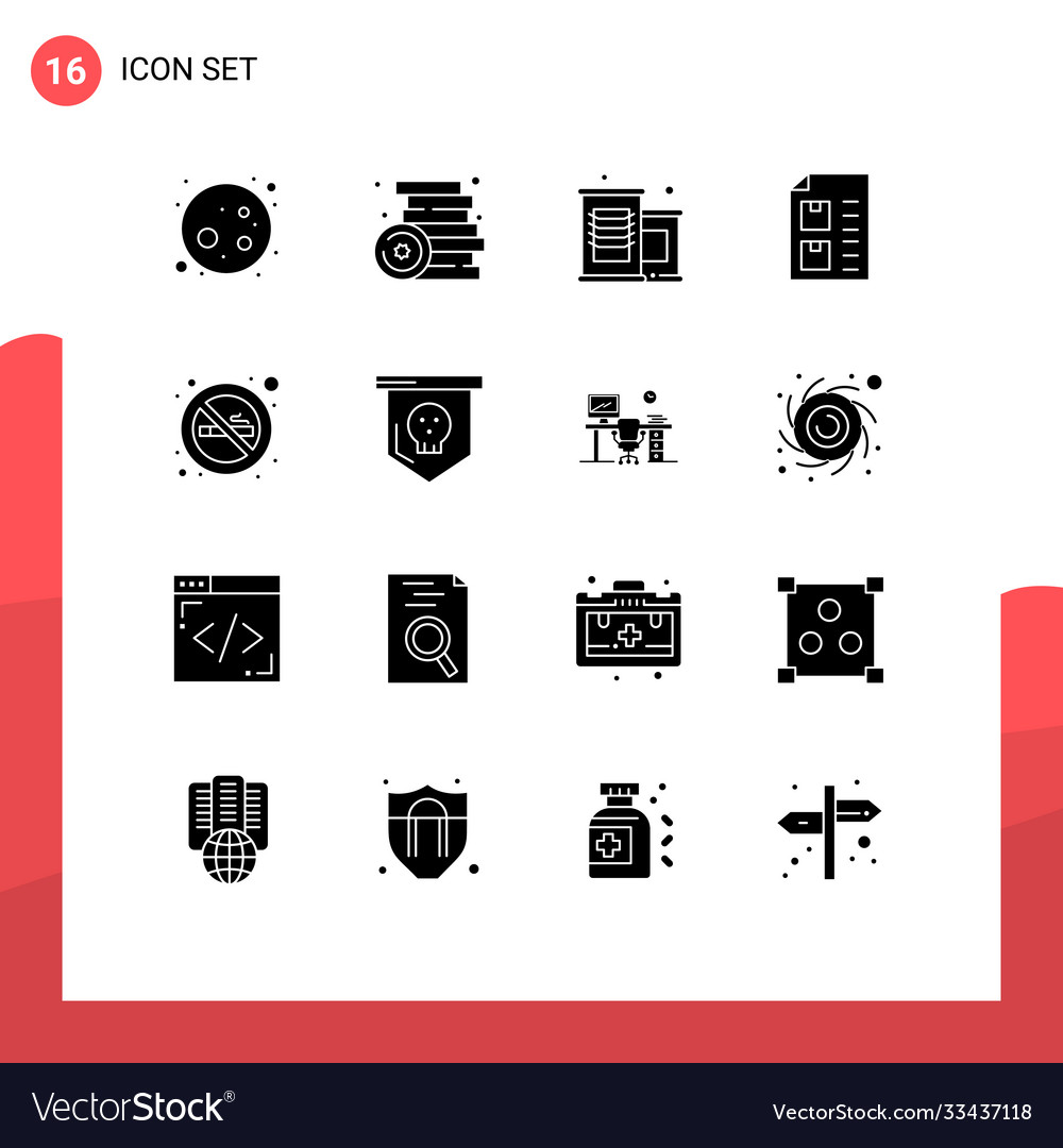 16 universal solid glyphs set for web and mobile