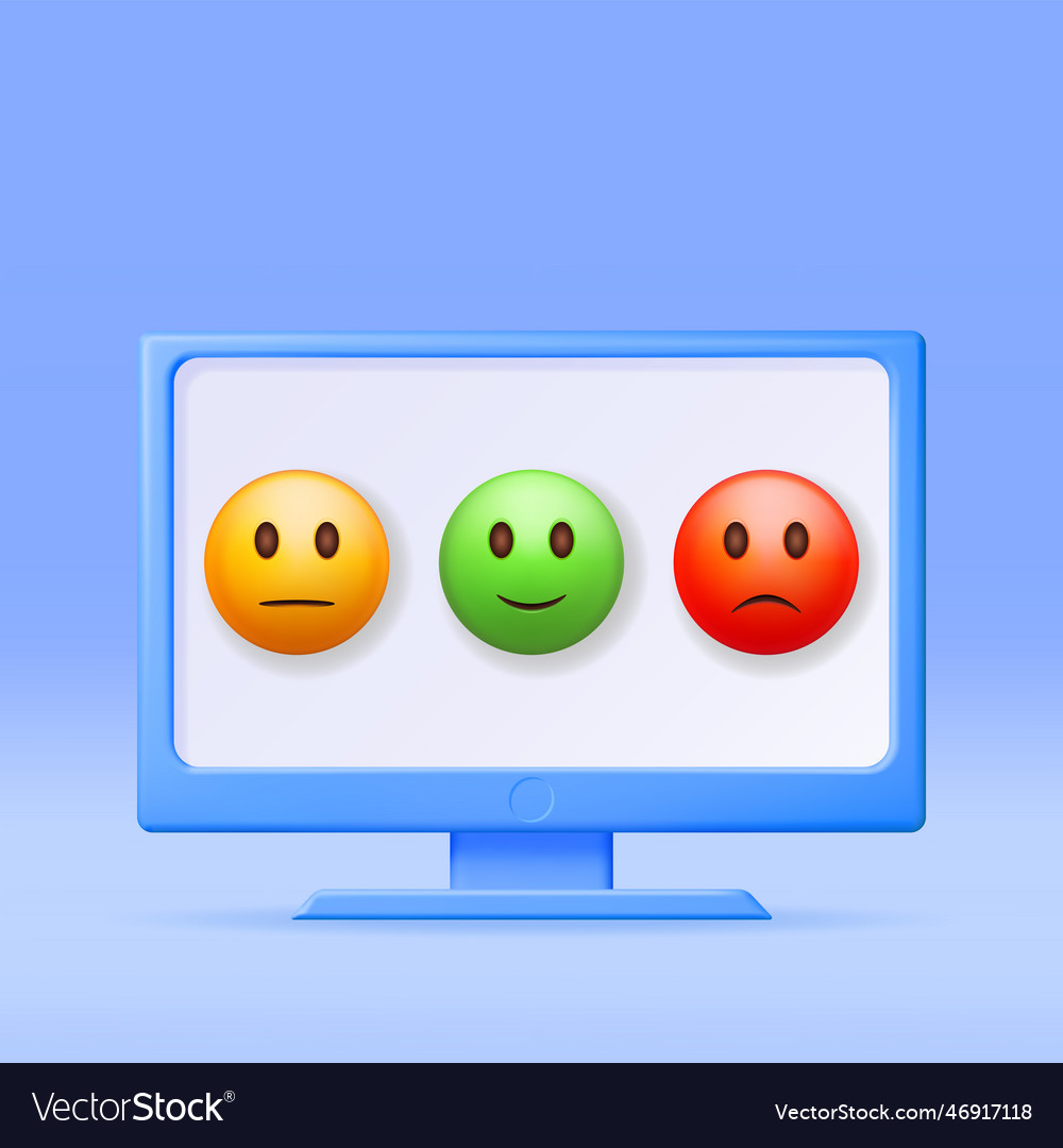3d customer rating smile emoticons in computer vector image 3d customer rating smile emoticons in computer