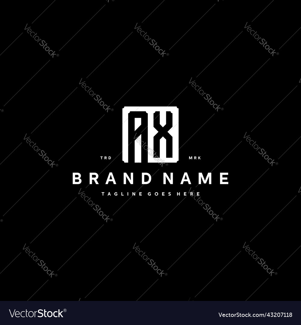 Ax monogram logo design with square rectangular