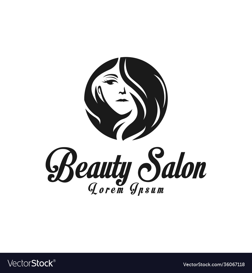 Beautiful woman face logo in circlebeauty salon Vector Image