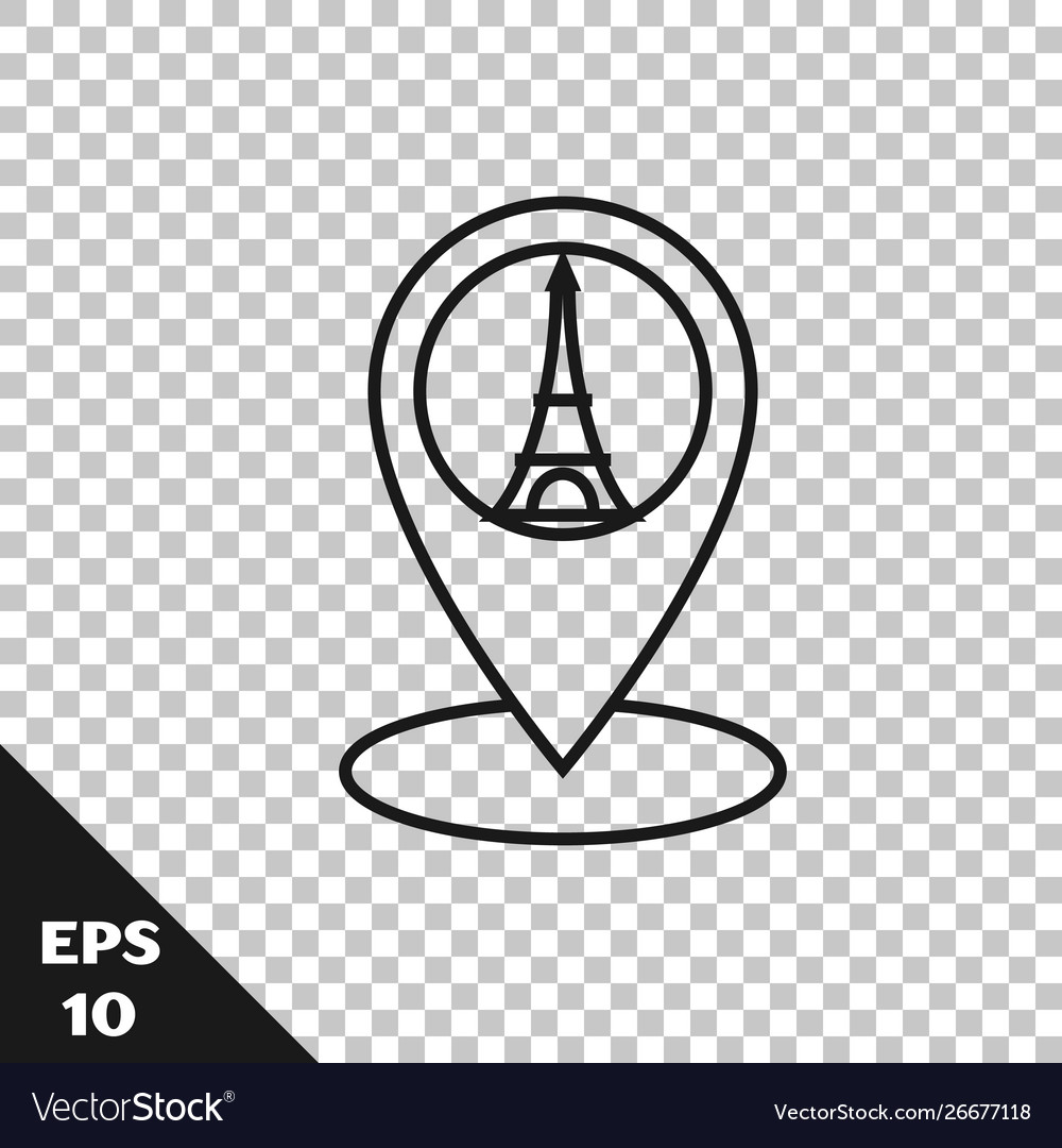 Schwarze Linie Kartenzeiger mit Eiffel Turm Symbol vector image Schwarze Linie Kartenzeiger mit Eiffel Turm Symbol
