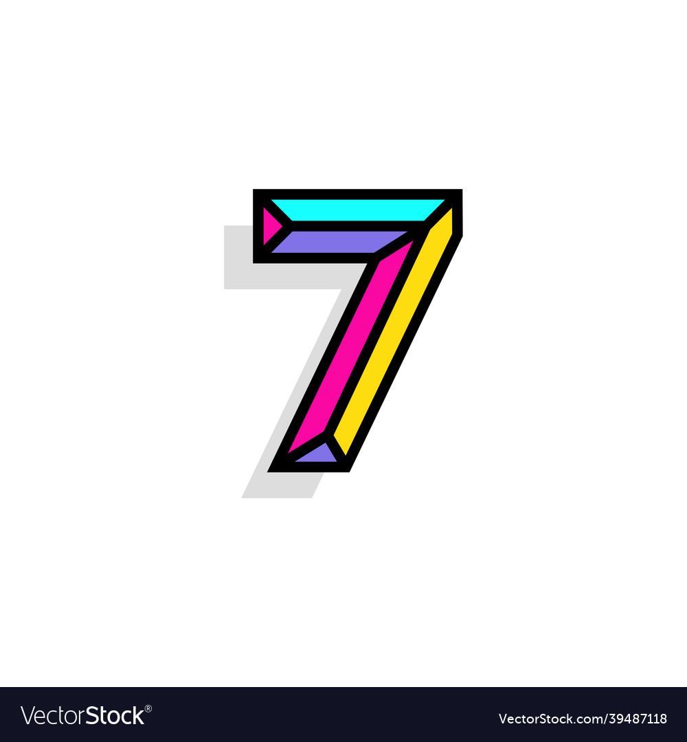 Colorful chisel number 7 vector image Colorful chisel number 7