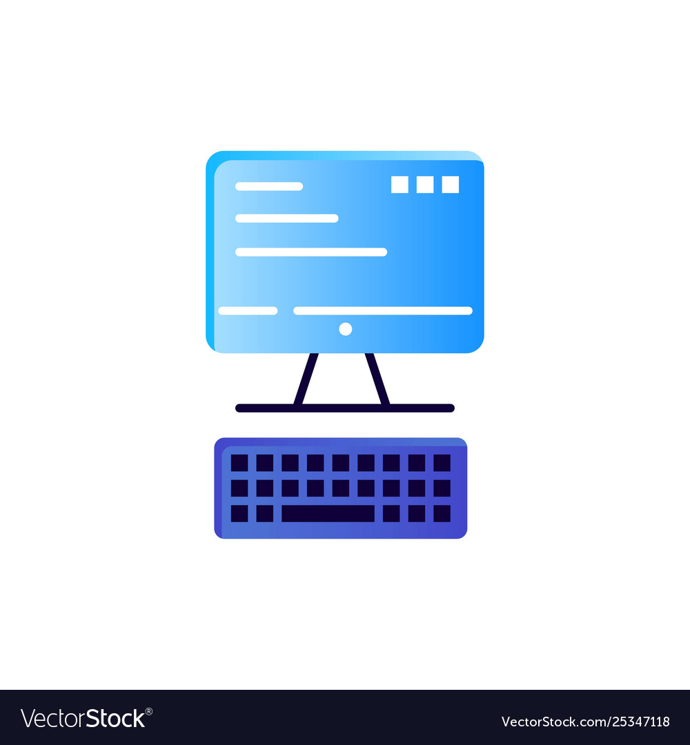 Computer keyboard monitor computing flat color vector image Computer keyboard monitor computing flat color