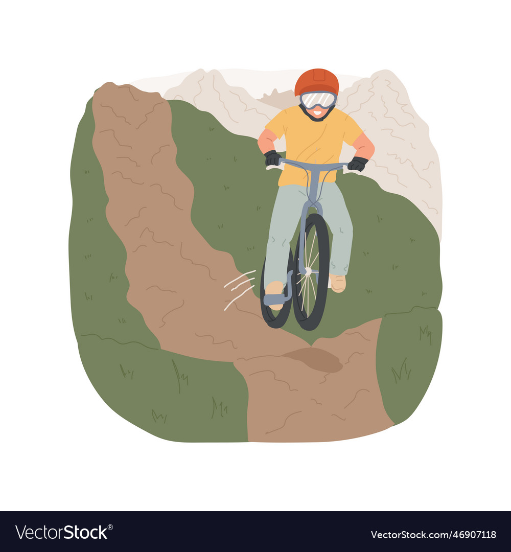 Downhill mountain biking isolated cartoon