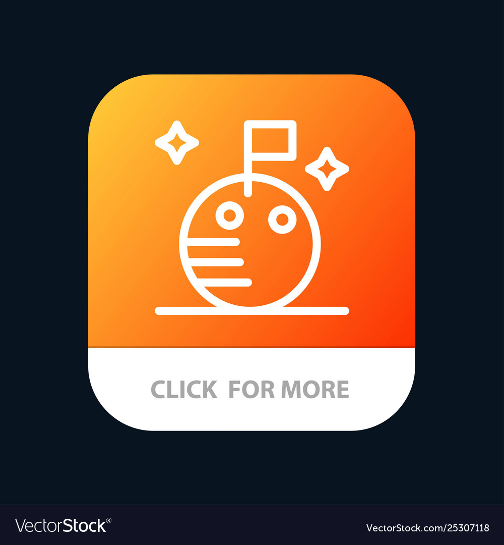 Flag moon space mobile app button android and ios vector image Flag moon space mobile app button android and ios