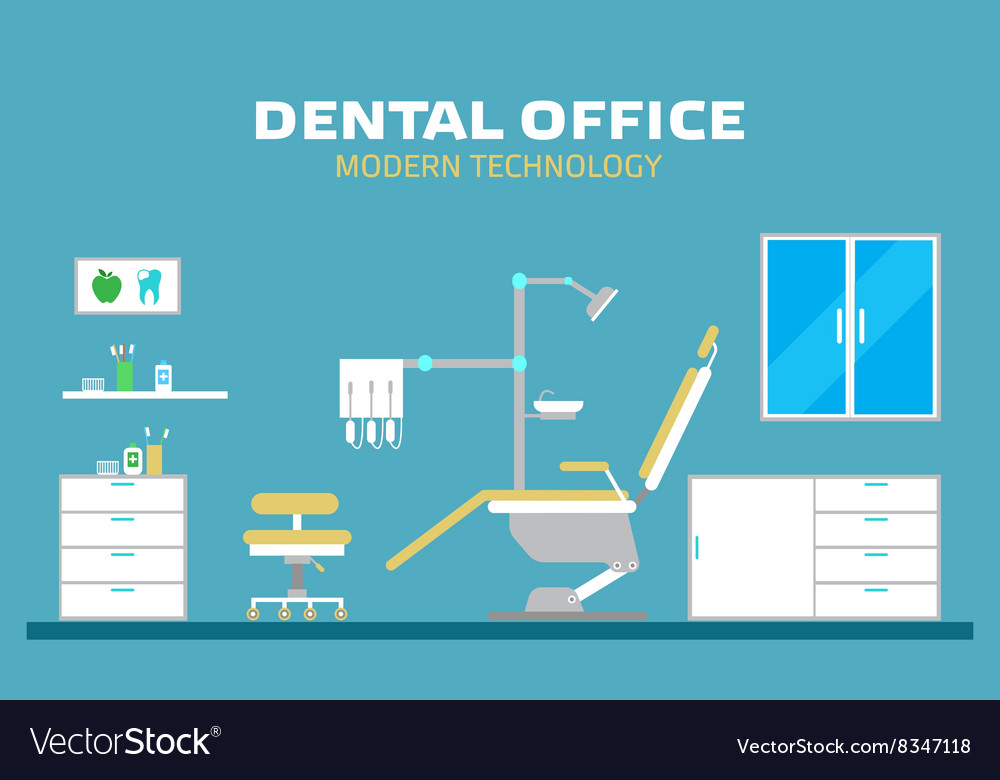 Flat Banner Dental Office With Seat And Royalty Free Vector