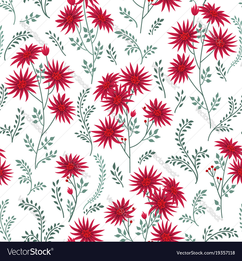 Floral Tile Pattern Leaves And Flowers Nature Vector Image