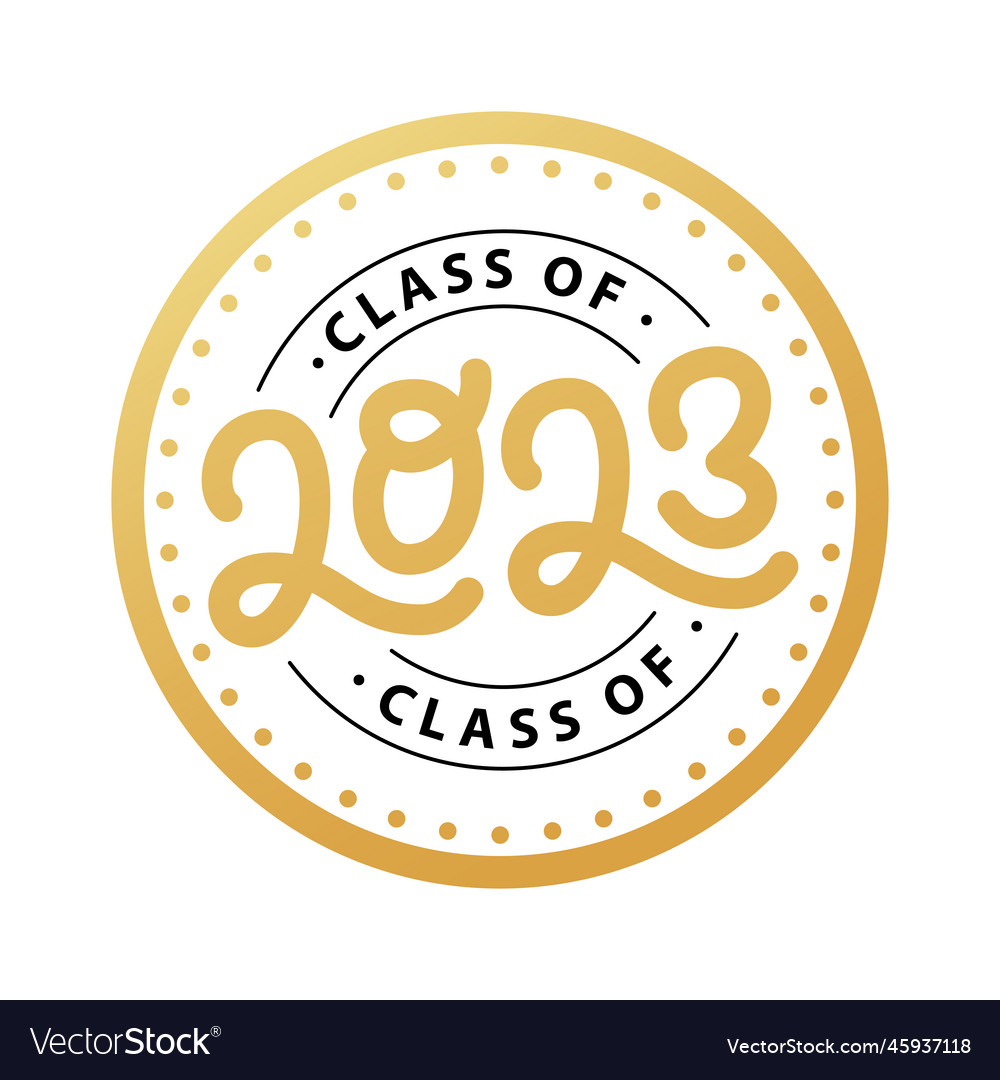 Graduate 2023 class of lettering logo stamp