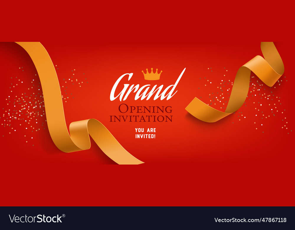 Grand opening invitation red banner design vector image Grand opening invitation red banner design