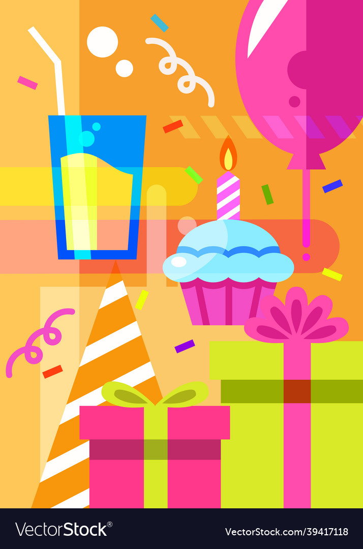 Happy birthday poster with different attributions Vector Image