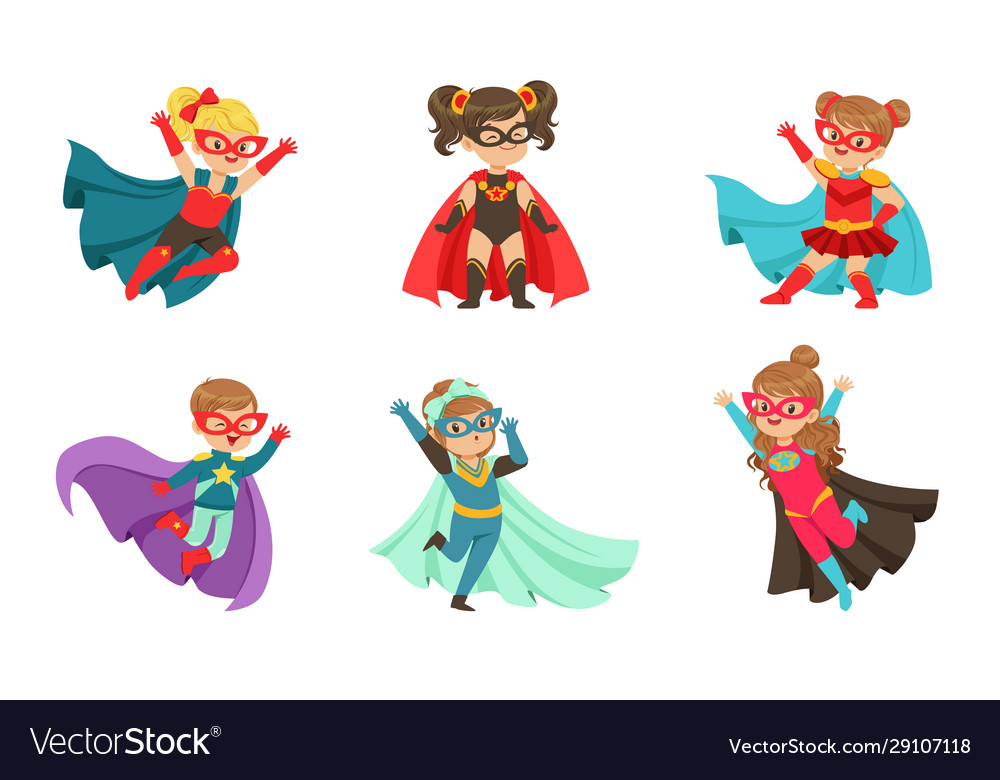 Kid superheroes collection cute little boys and Vector Image