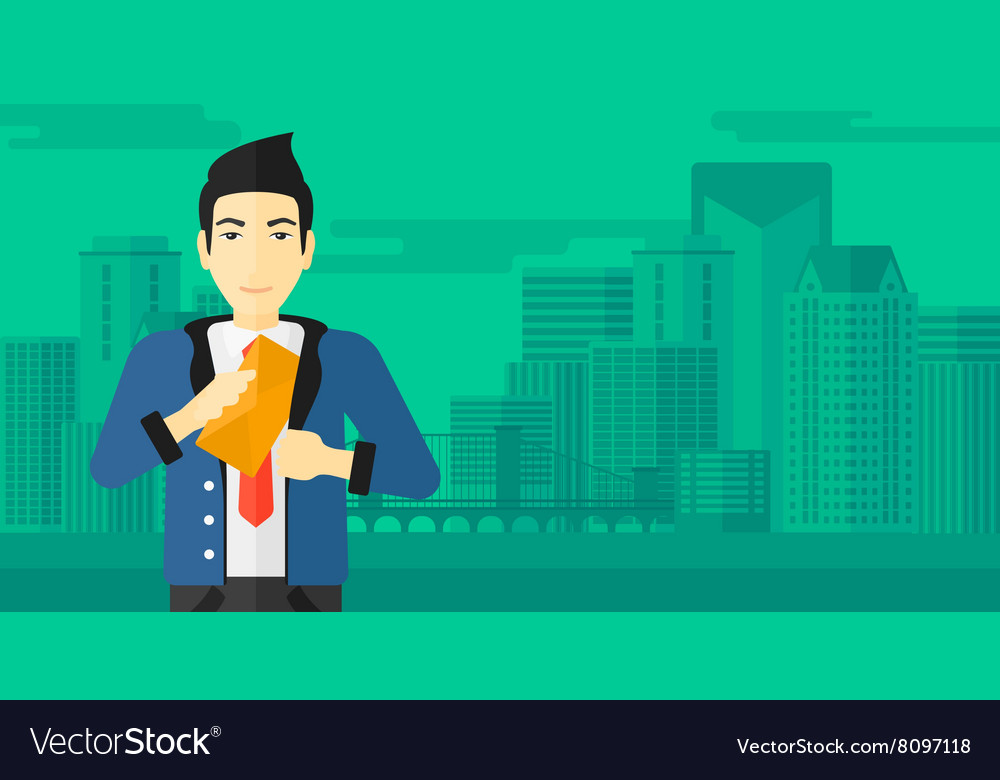 Man putting envelope in pocket