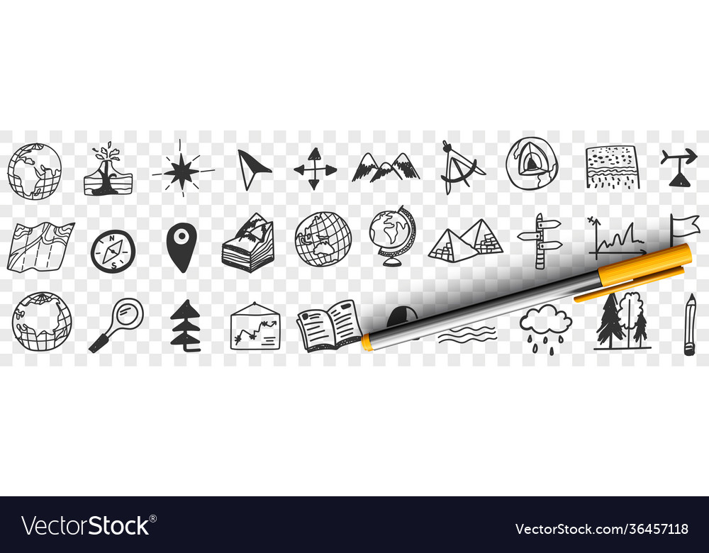 Navigation tools and equipment doodle set