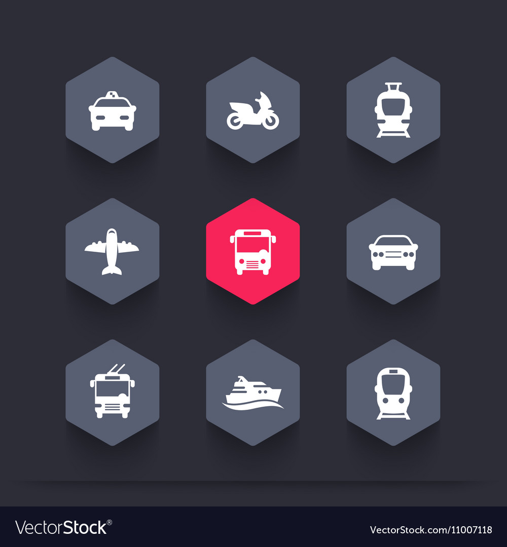 Passenger transport icons public transportation