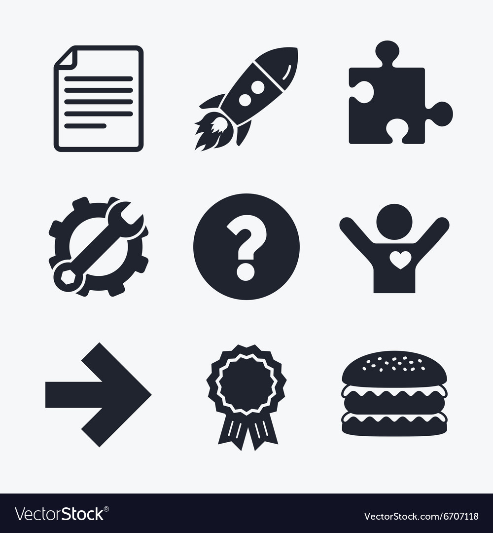 Question mark and puzzle signs file arrow