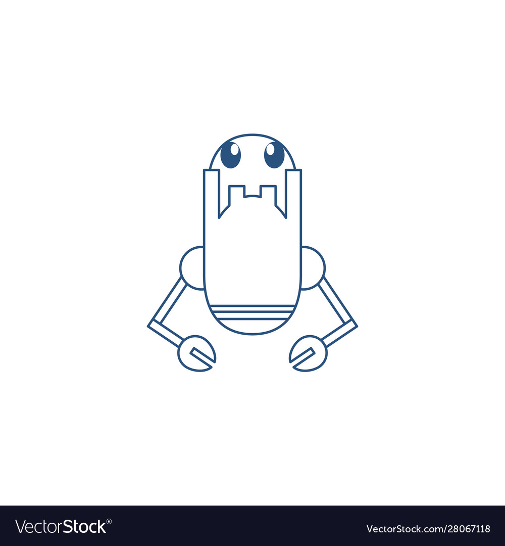Robot with two hands line style icon