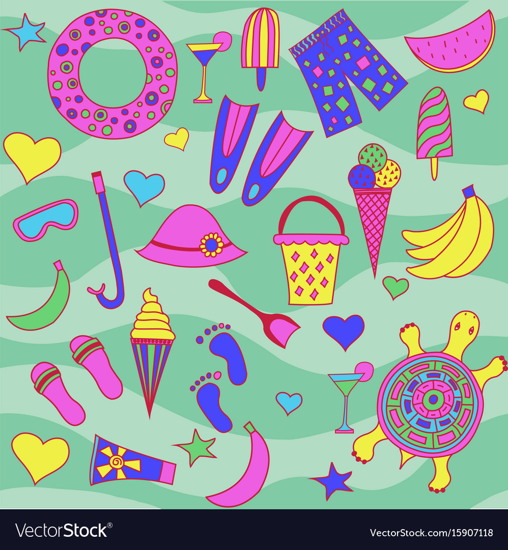 Seamless pattern with beach