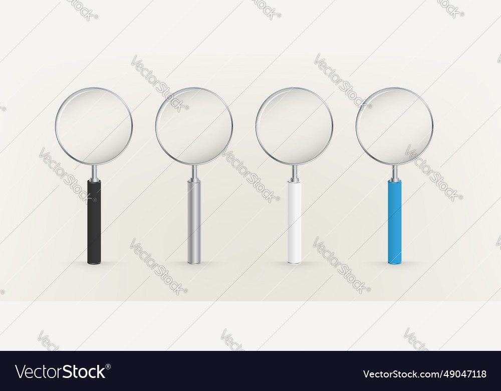 Set of four magnifying glasses loupes with Vector Image