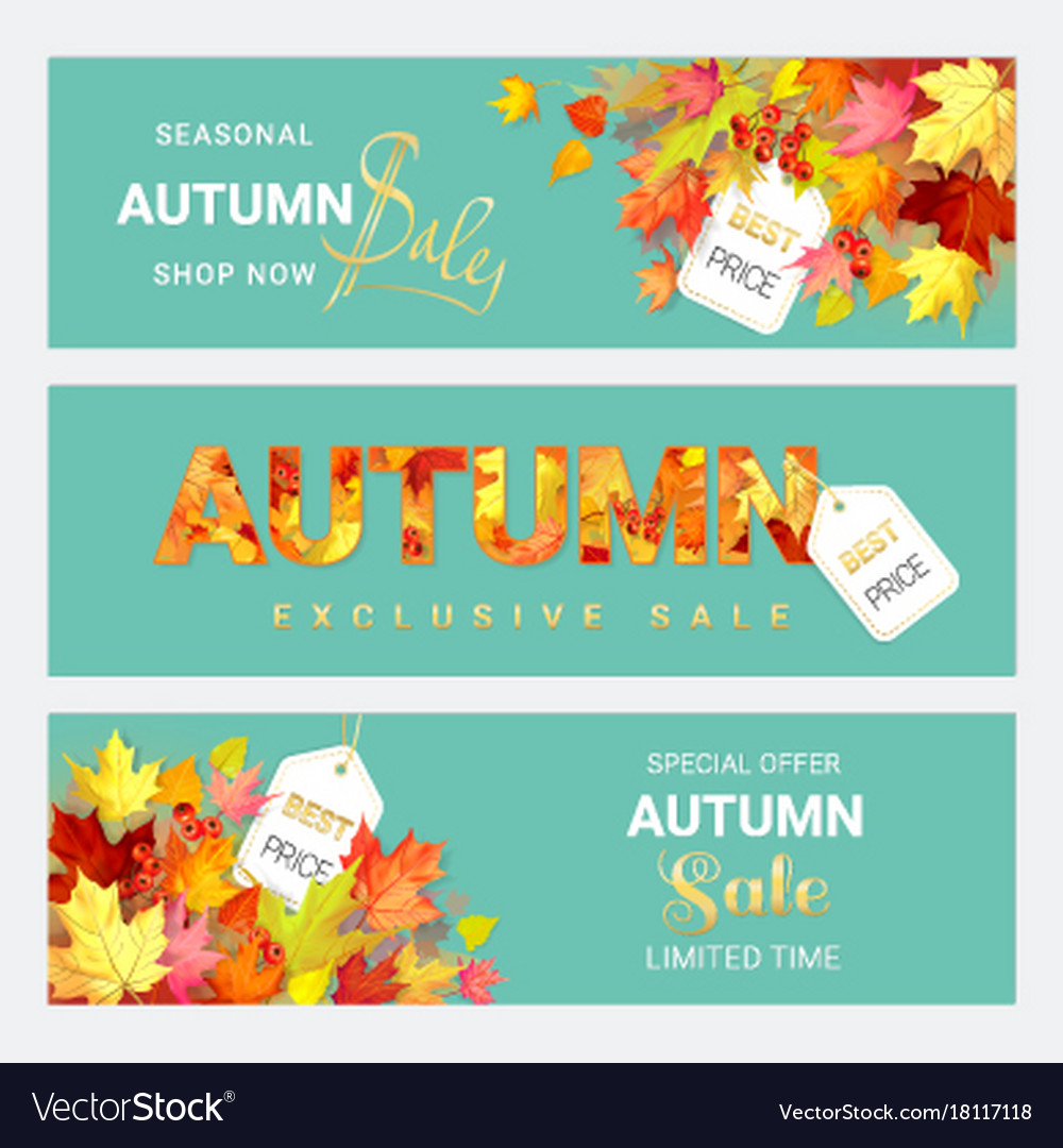 Set of horizontal posters for autumn sale