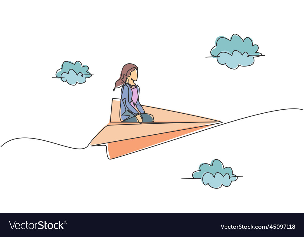 Single one line drawing of young businesswoman Vector Image Single one line drawing of young businesswoman