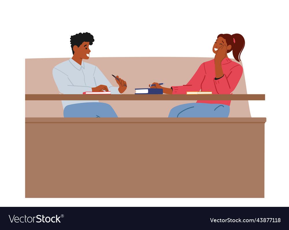 Students characters on bored lecture in college vector image Students characters on bored lecture in college