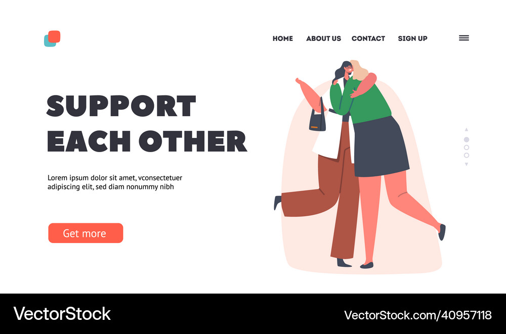 Support each other landing page template happy Vector Image