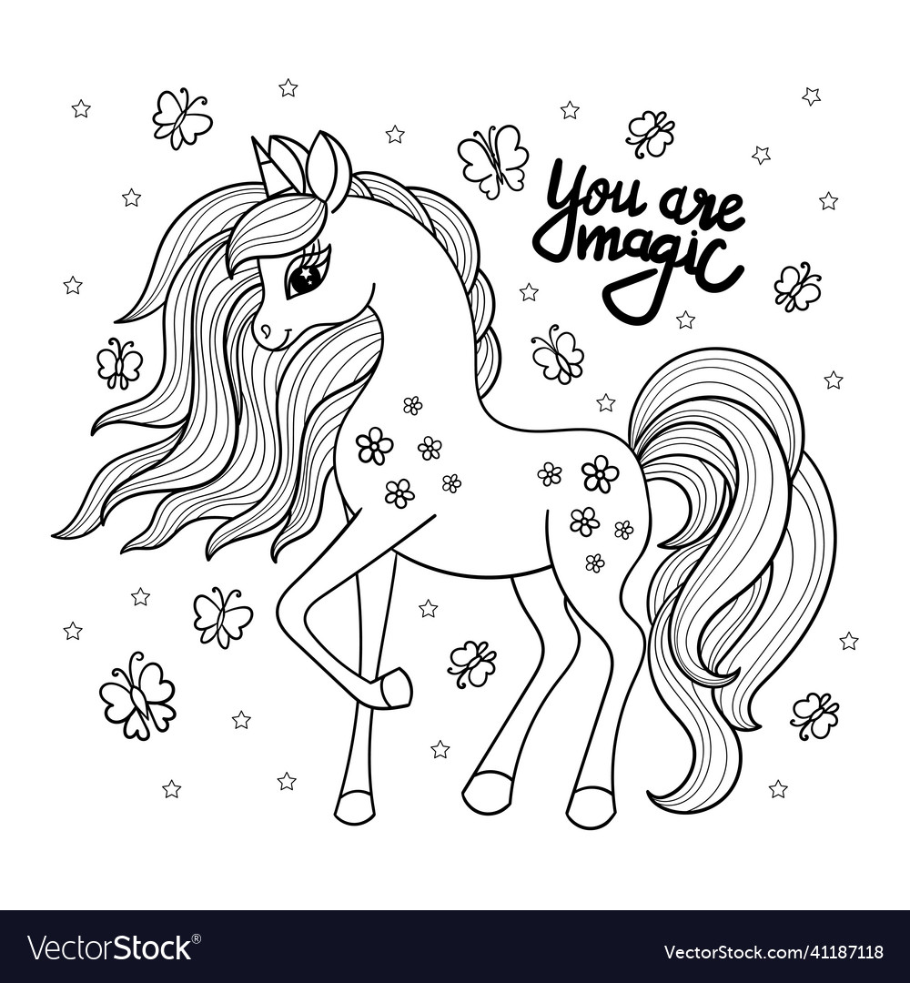 You are magical unicorn and butterflies vector image You are magical unicorn and butterflies