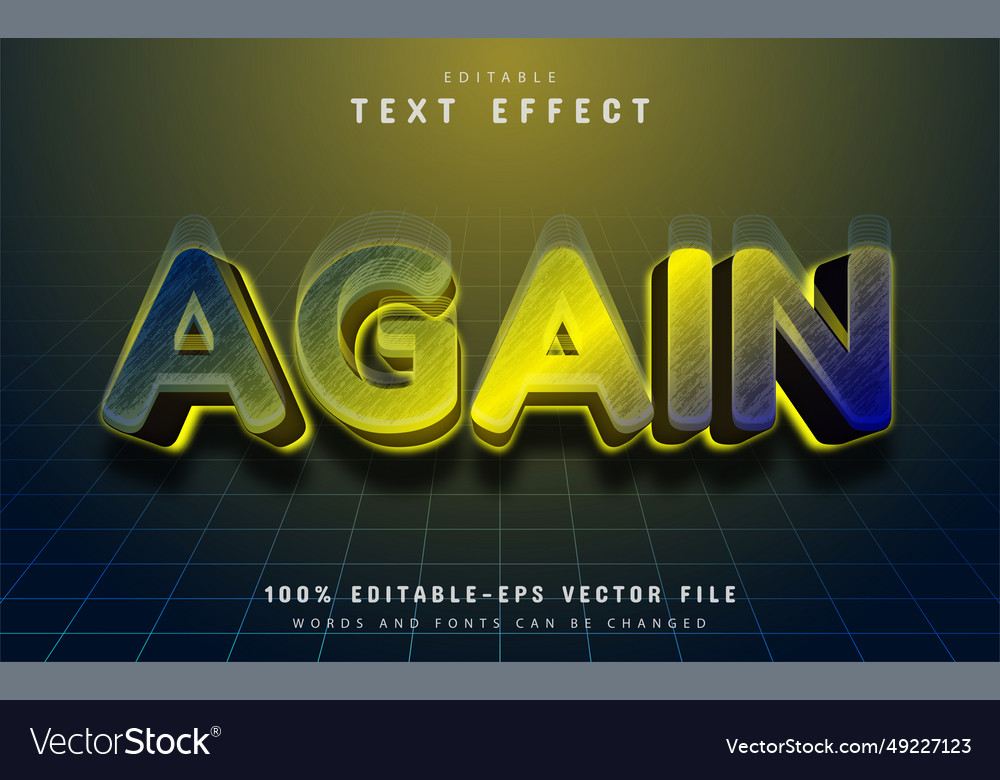 Again 3d text effect editable vector image Again 3d text effect editable