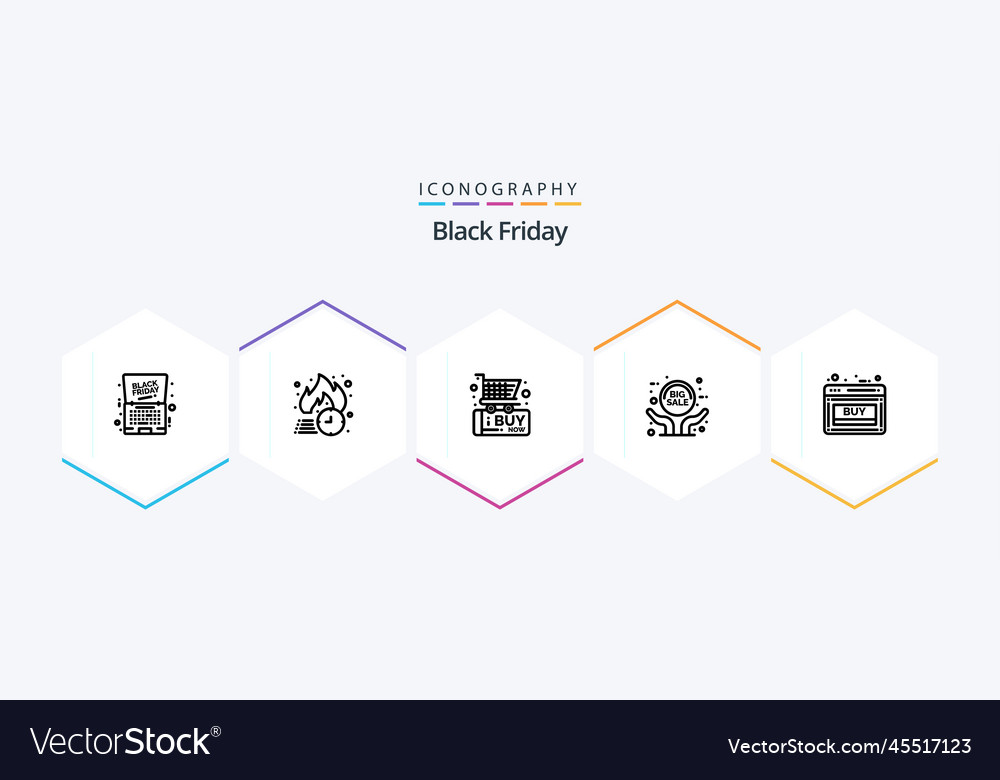 Black friday 25 Line Icon Pack inklusive Schild