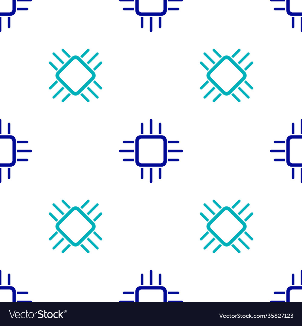 Blue computer processor with microcircuits cpu vector image Blue computer processor with microcircuits cpu