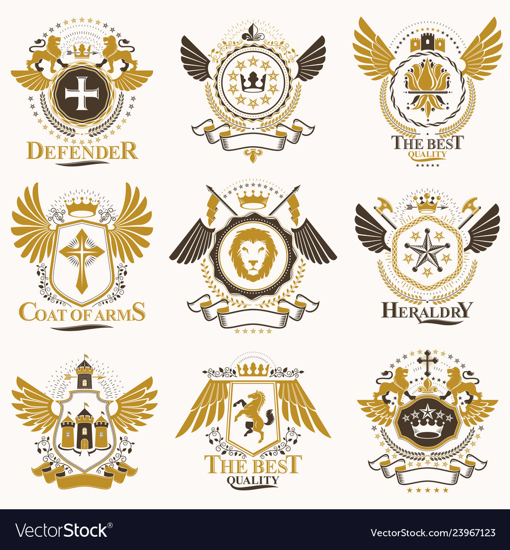 Collection of heraldic decorative coat arms