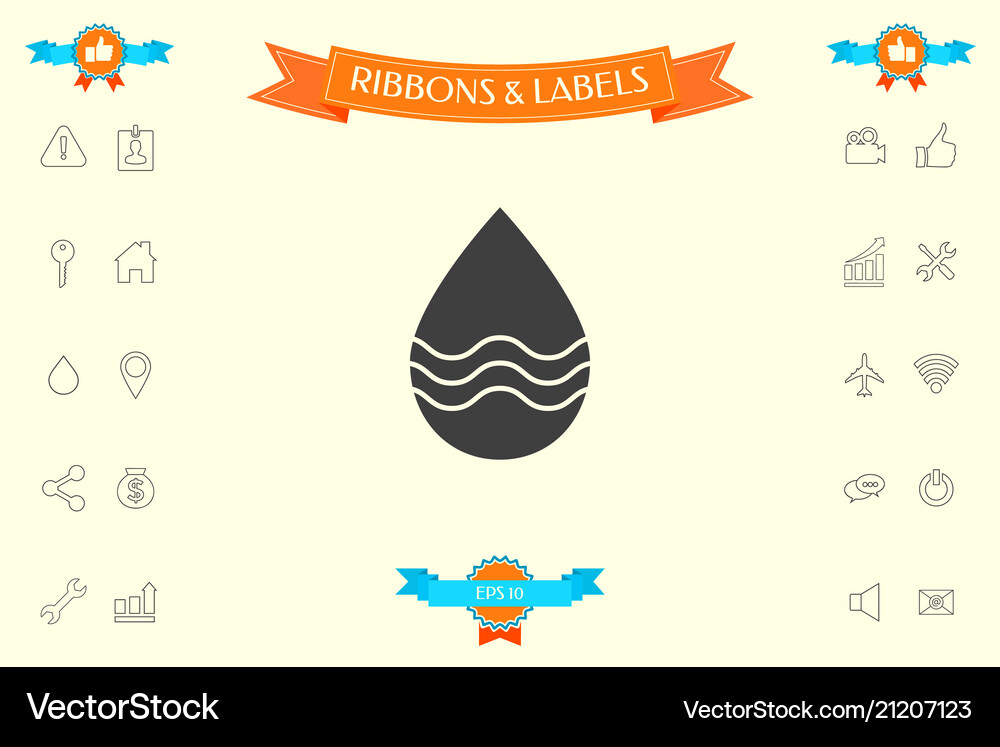Drop icon with waves Royalty Free Vector Image