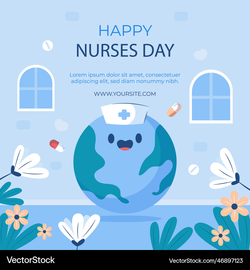 Flat posts set international nurses day Royalty Free Vector
