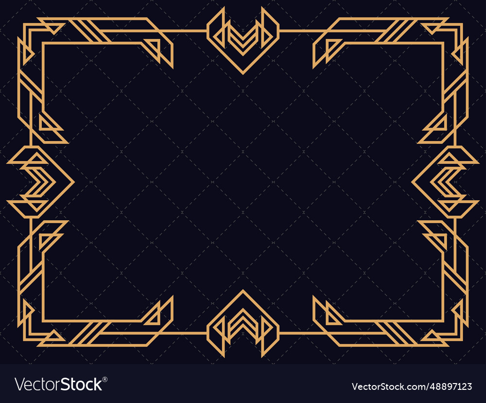 Golden frame in line art style vintage Royalty Free Vector