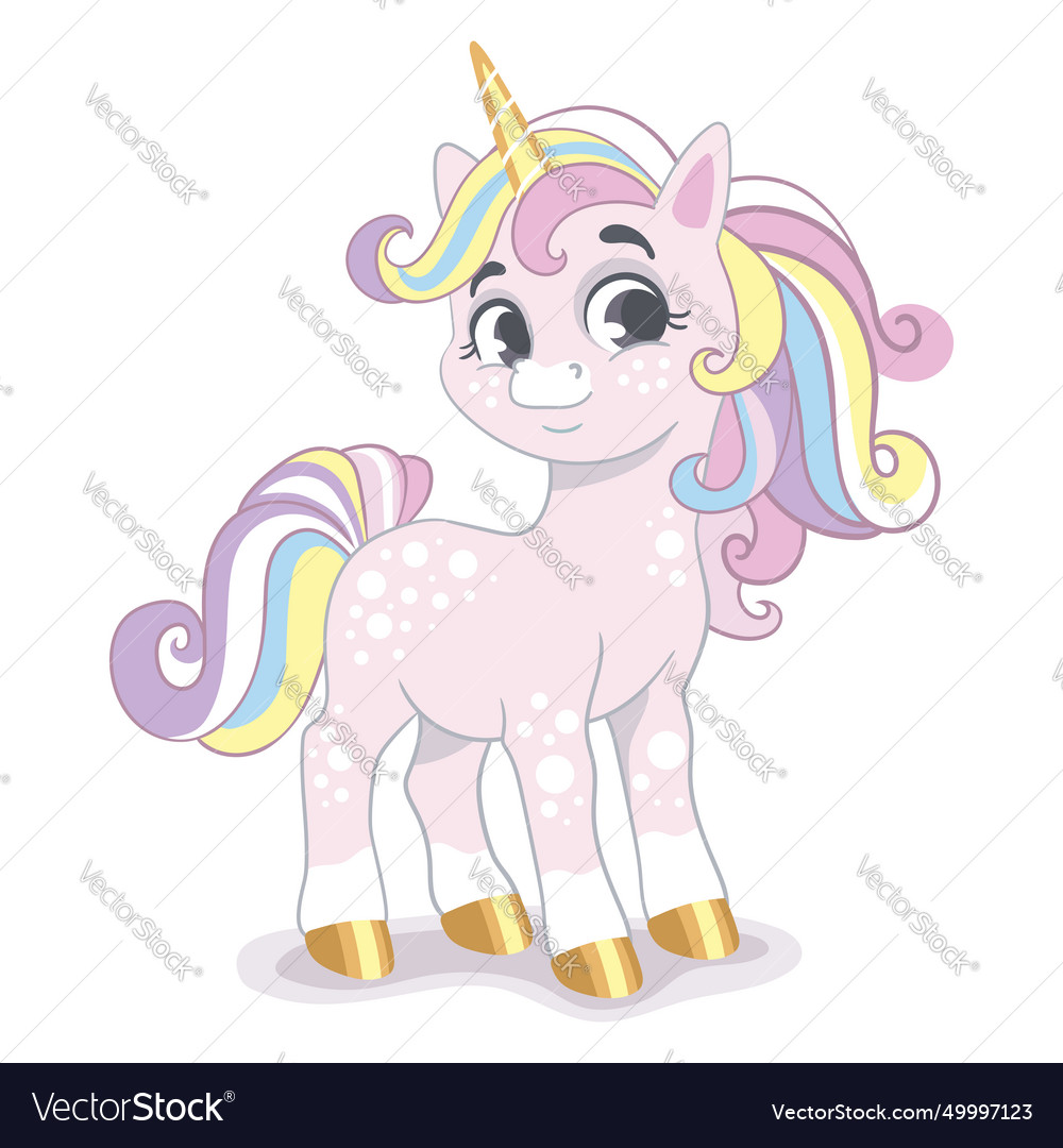 Happy cartoon baby unicorn Royalty Free Vector Image