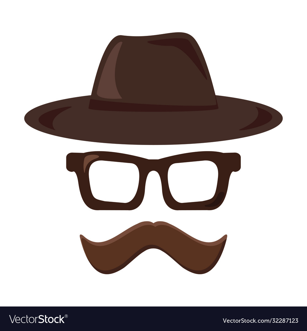 Hat glasses and mustache retro icon hipster