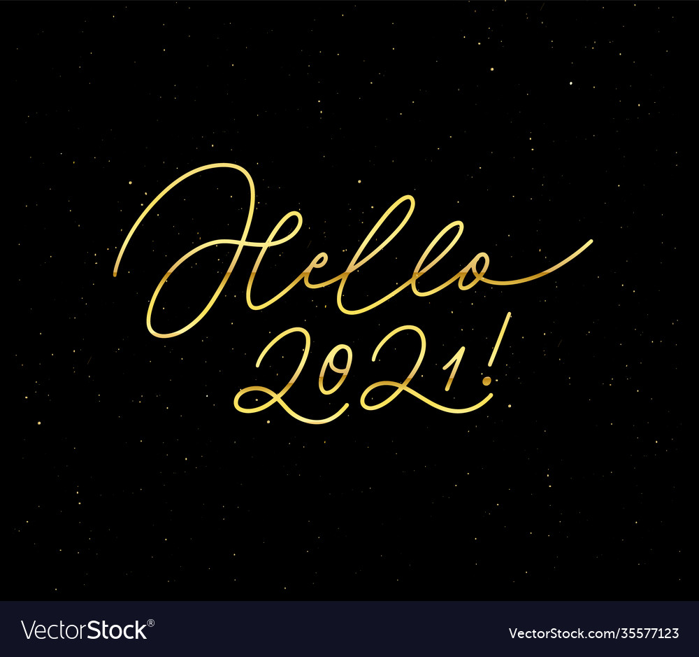 Hello new year 2021 trendy calligraphy design