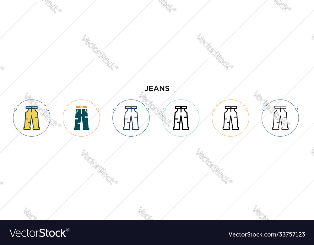 Jeans icon in filled thin line outline and stroke