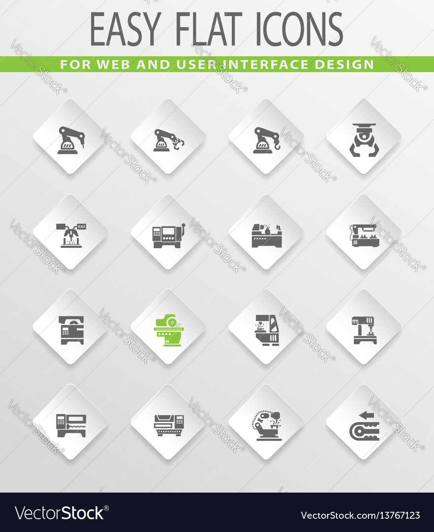 Machine tool icons set vector image Machine tool icons set