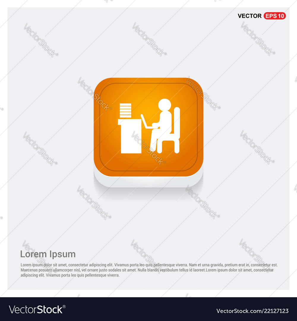 Man behind the computer desk icon Vector Image Man behind the computer desk icon