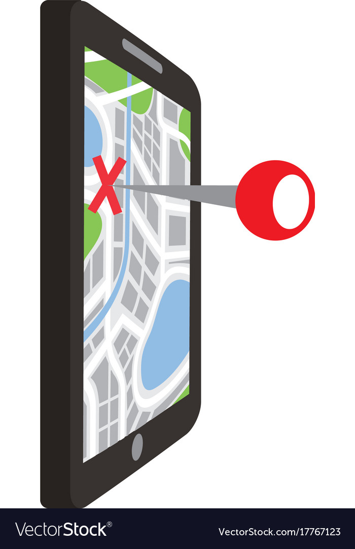 Navigation gps device and city map with pins