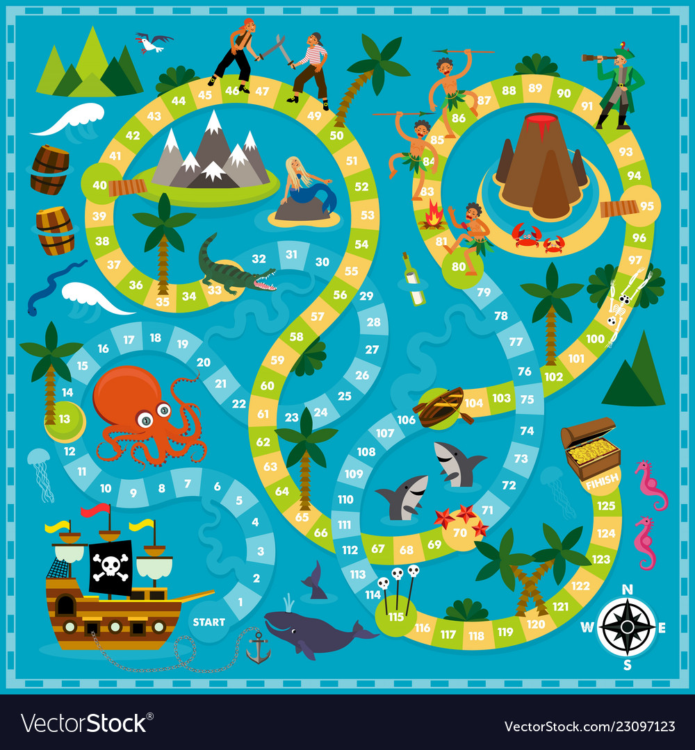 pirate board game template for print royalty free vector