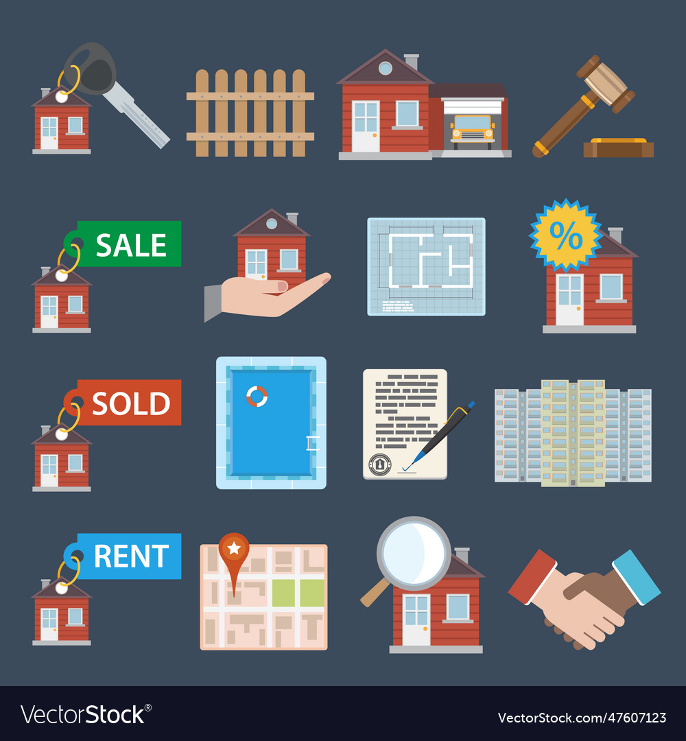 Real estate icons Royalty Free Vector Image - VectorStock