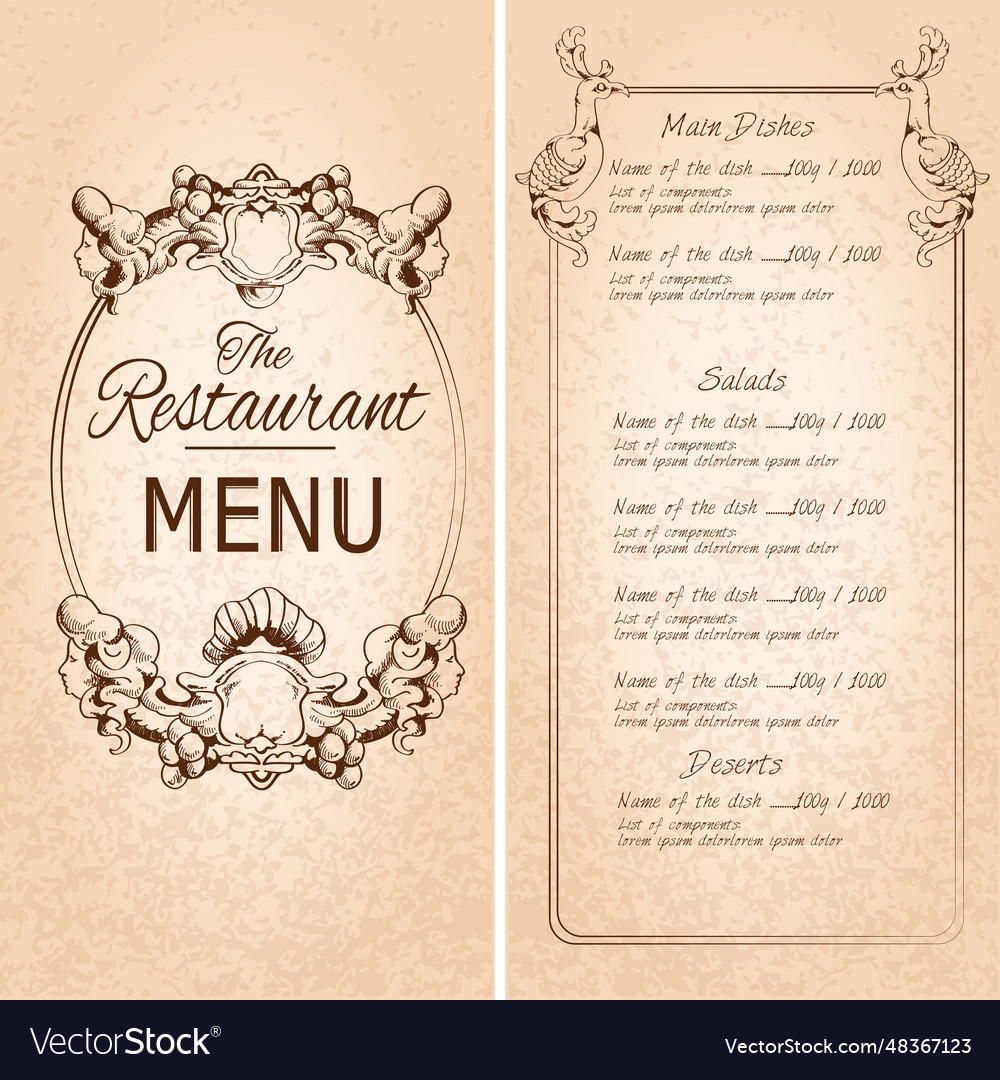 Restaurant menu template Royalty Free Vector Image