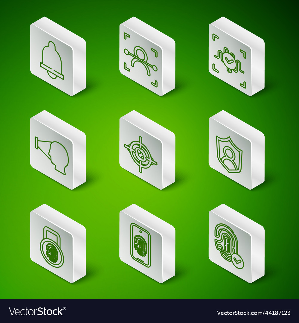 Set line fingerprint mobile with scan vector image Set line fingerprint mobile with scan