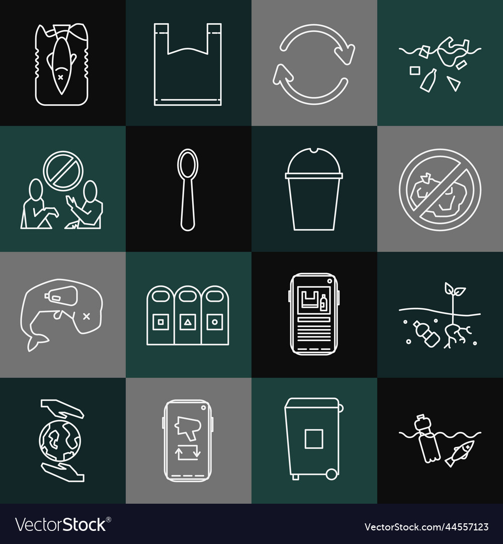 Set line problem pollution of the ocean planet vector image Set line problem pollution of the ocean planet